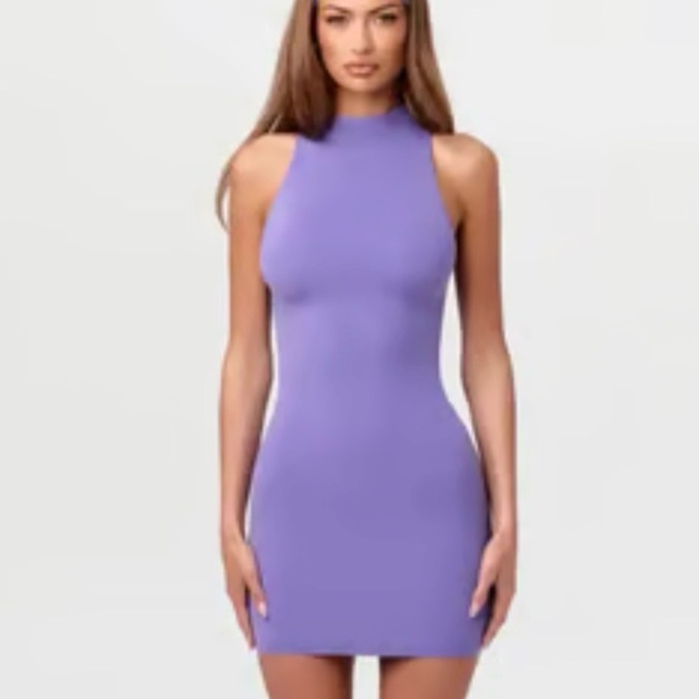 Naked Wardrobe Mock Neck Mini Dress Sleeveless Tank Bodycon Large Lined Stretchy - Picture 10 of 10